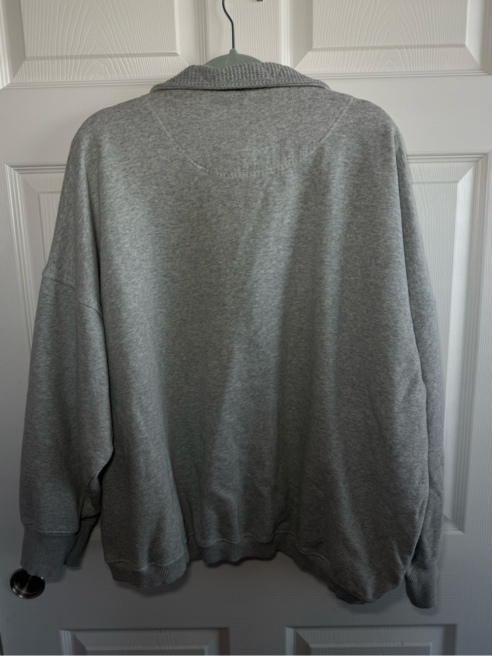aerie Light Gray Waffle textured lined Collar Pullover oversized sweater - Picture 2 of 7